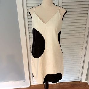 White with large black polka dots dress